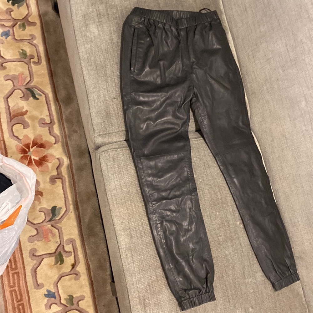 Black leather trouser pant
